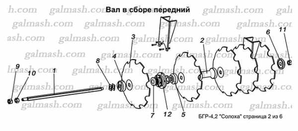 Front shaft assembly for disc harrows BGR Solokha